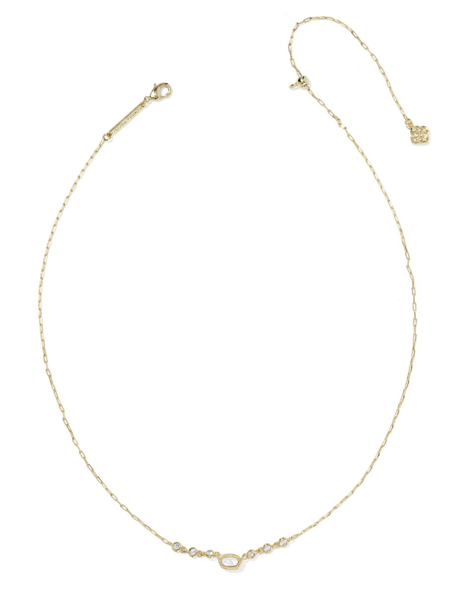 Kendra Scott Mini Elisa Tennis Short Pendant Necklace / Gold White