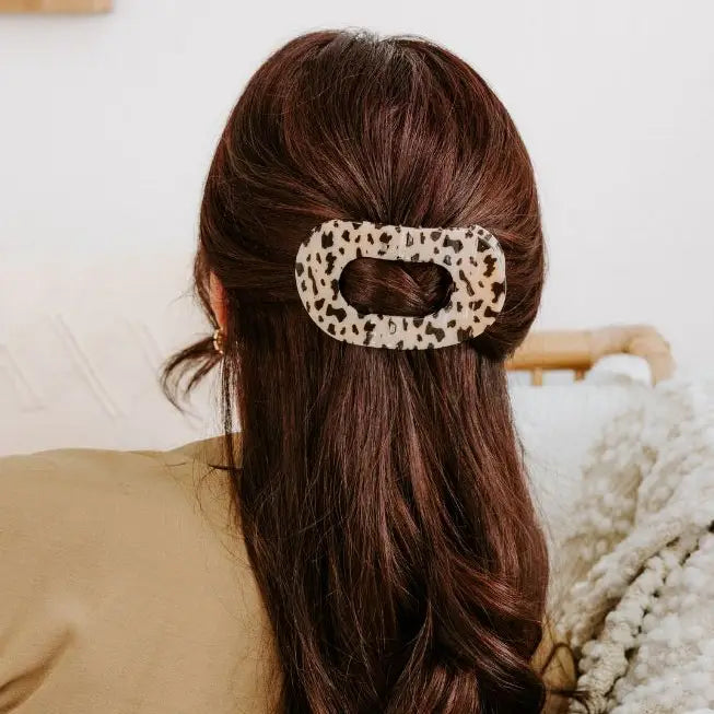 Round Flat Hair Clip - Large - Blonde Tortoise