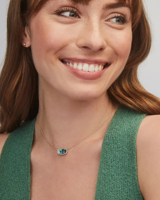 Kendra Scott Elisa Short Pendant Necklace / Gold London Blue