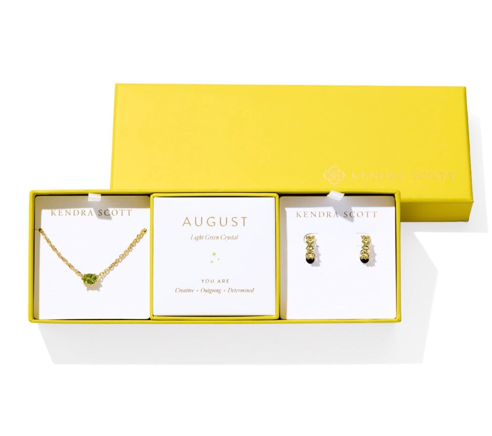 Kendra Scott Cailin Birthstone Gift Set / Gold Light Green Crystal