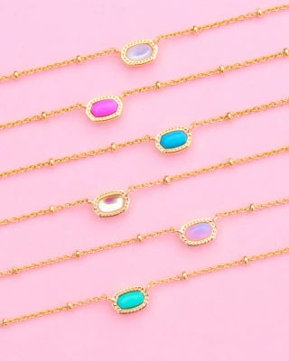 Kendra Scott Mini Elisa Satellite Short Pendant Necklace / Gold Pink Opalite Crystal