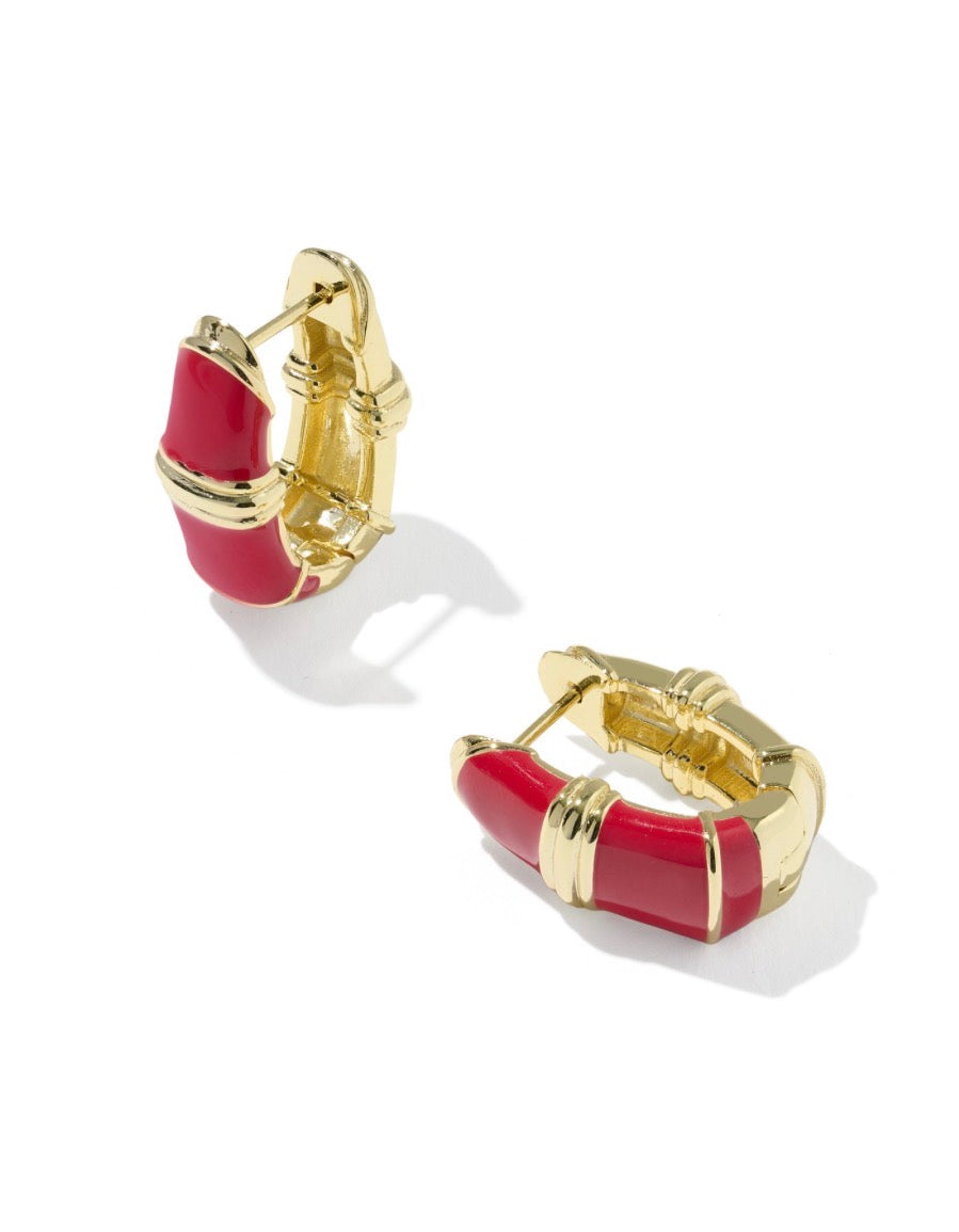 Kendra Scott Courtney Enamel Huggie Earring / Red Gold Enamel
