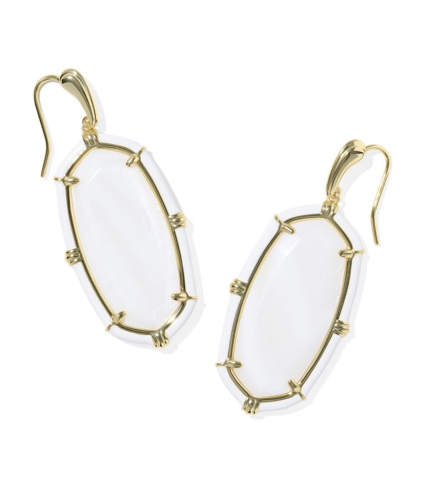 Kendra Scott Elle Enamel Drop Earrings / Gold White Mother Of Pearl