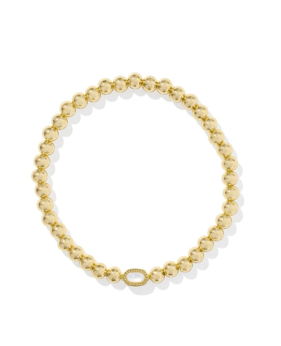 Kendra Scott Mini Elaina Gold Stretch Bracelet / Gold Ivory Mother of Pearl