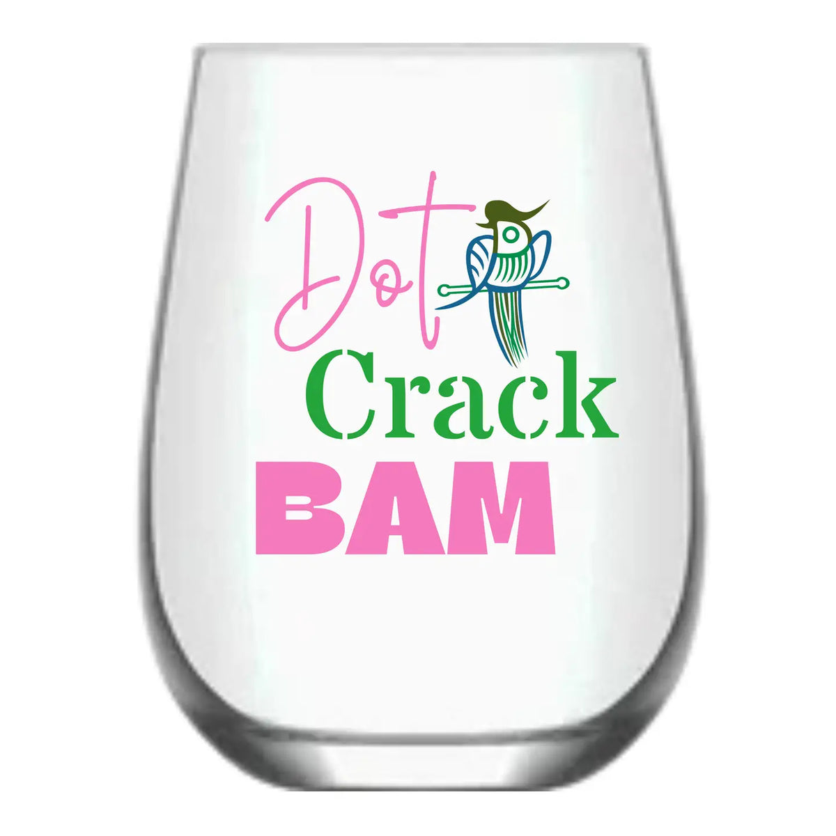 Mahjong Stemless Wine Glass "Dot Crack Bam" - Single