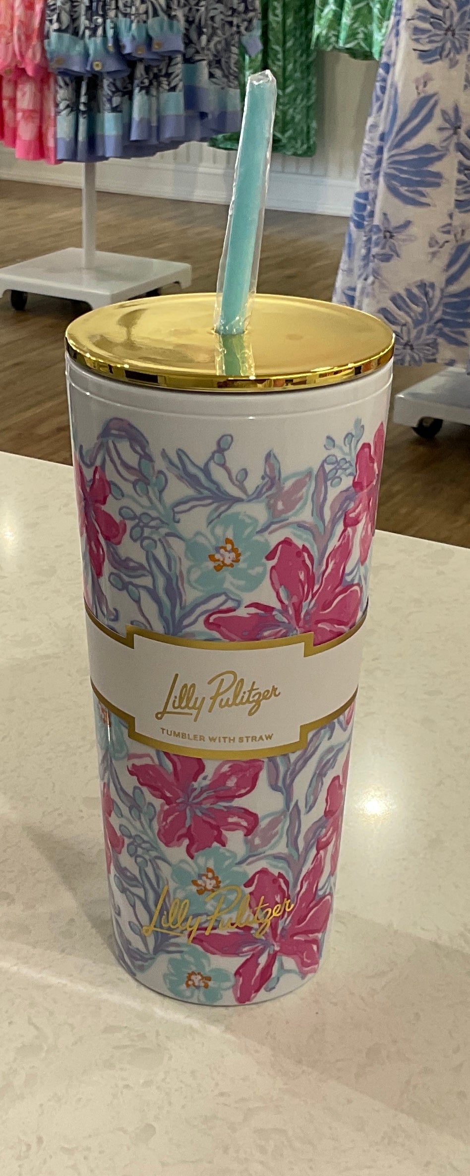 Tumbler with Straw, Beachside Haven