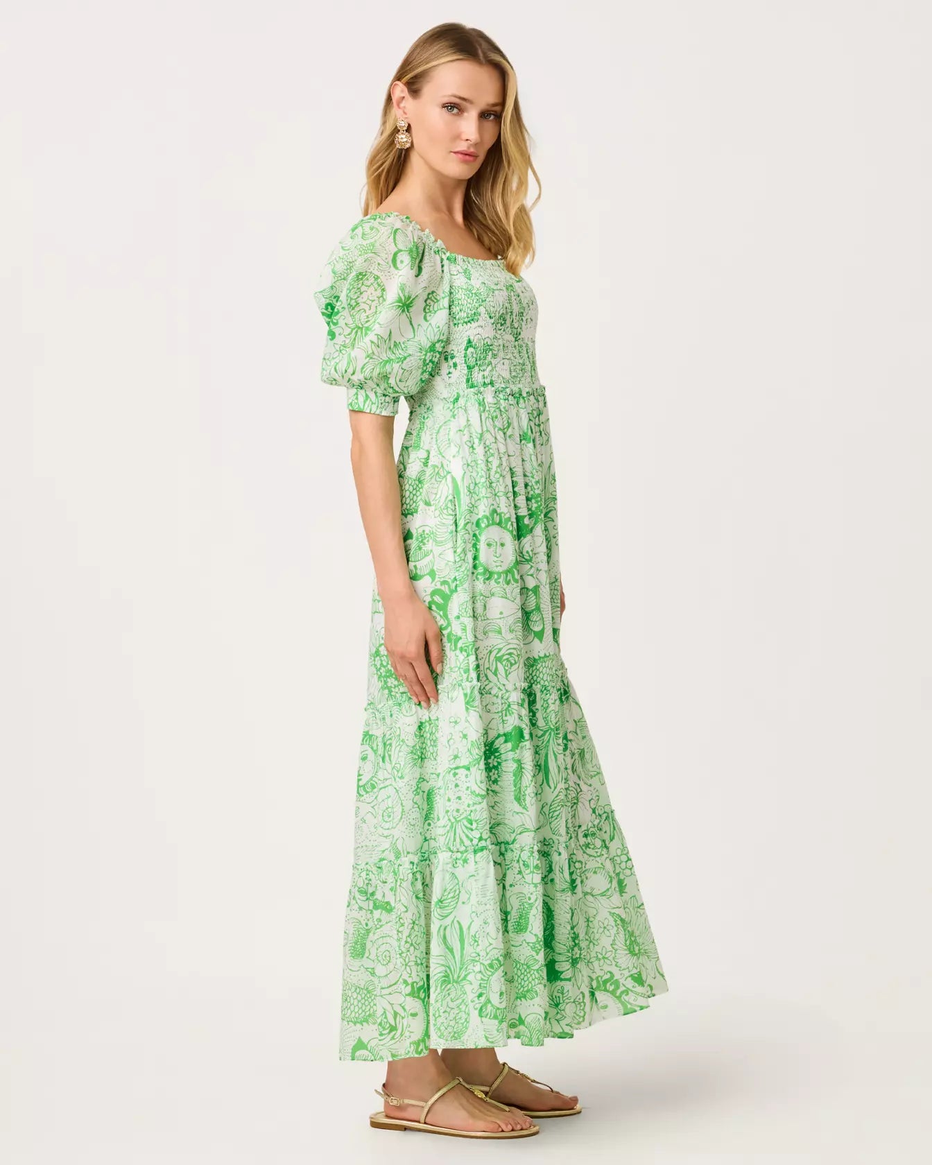 Hadly Short Sleeve Smocked Maxi Dress