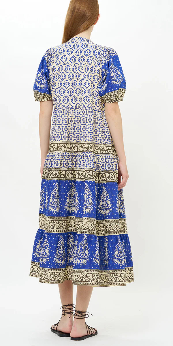 Scoop Tiered Midi | Jaisalmer Cobalt
