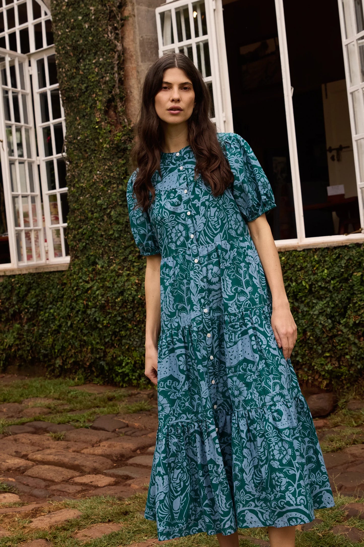 Scoop Tiered Midi | Singita Green