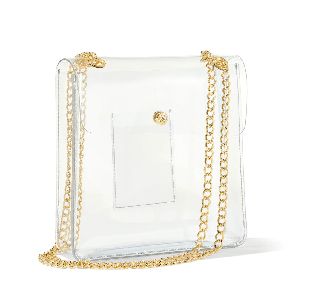 Never Full Gold Clear Crossbody Bag