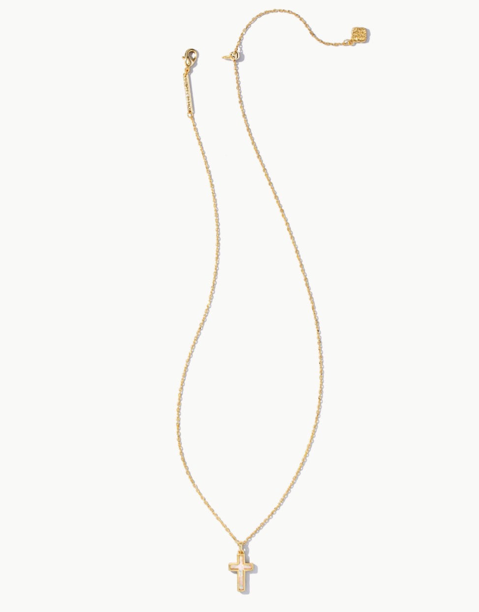 Kendra Scott Cross Pendant Necklace / Gold White Opal