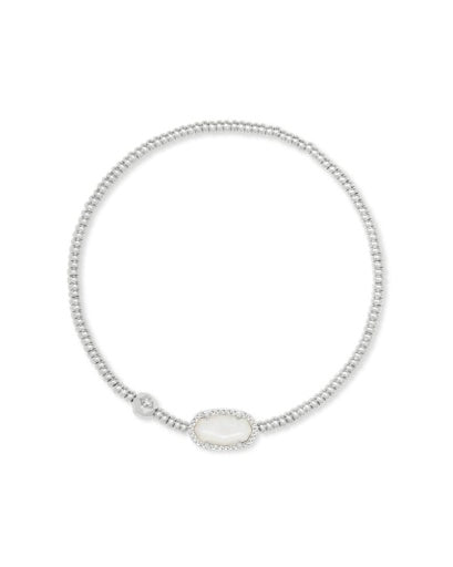 Kendra Scott Grayson Stretch Bracelet / Rhodium Ivory Mother Of Pearl