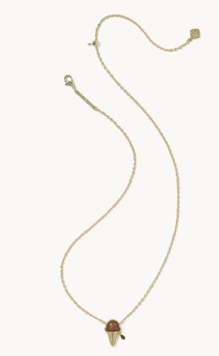Kendra Scott Ice Cream Gold Short Pendant Necklace / Brown Magnesite