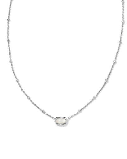 Kendra Scott Mini Elisa Satellite Short Pendant Necklace / Silver Ivory Mother Of Pearl
