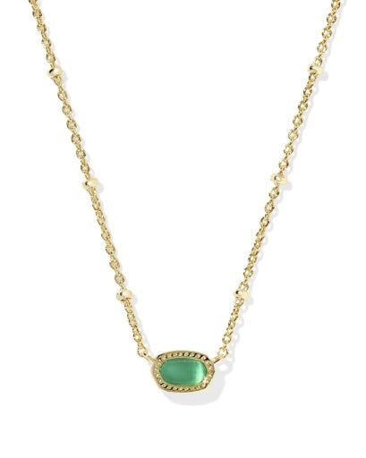 Kendra Scott Mini Elisa Satellite Short Pendant Necklace / Gold Emerald Cats Eye