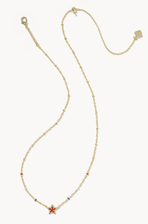 Kendra Scott Mini Cassidy Gold Short Pendant Necklace / Red Illusion