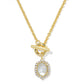 Kendra Scott Daphne Crystal Frame Toggle Necklace Gold Ivory Mother of Pearl