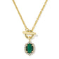 Daphne Crystal Frame Toggle Necklace Gold Green Malachite
