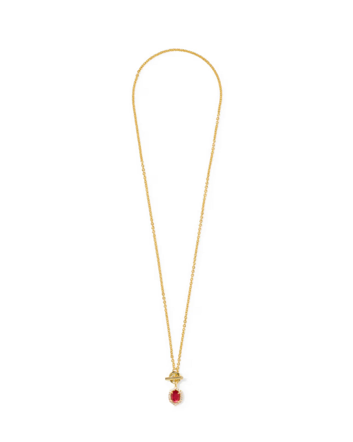 Daphne Crystal Frame Toggle Necklace Gold Dark Pink Illusion
