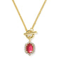 Daphne Crystal Frame Toggle Necklace Gold Dark Pink Illusion