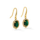 Daphne Crystal Frame Drop Earrings Gold Green Malachite