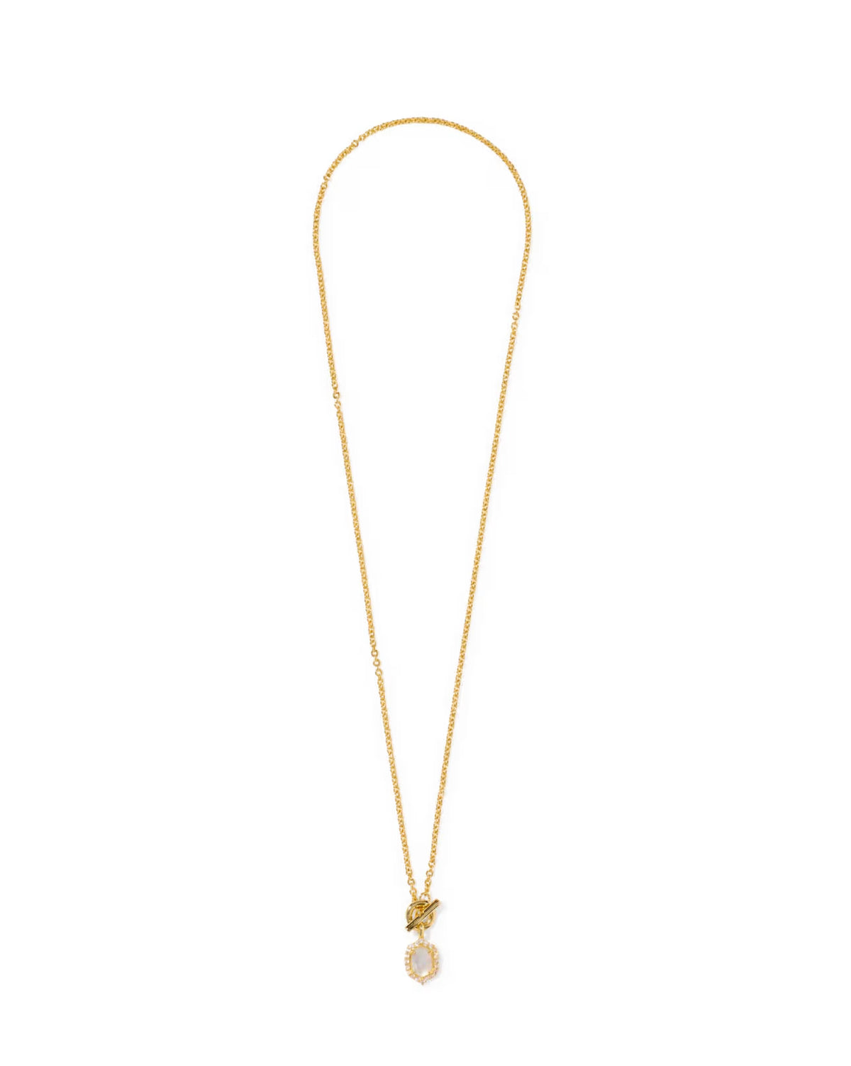 Kendra Scott Daphne Crystal Frame Toggle Necklace Gold Ivory Mother of Pearl