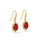 Daphne Crystal Frame Drop Earrings Gold Dark Pink Illusion