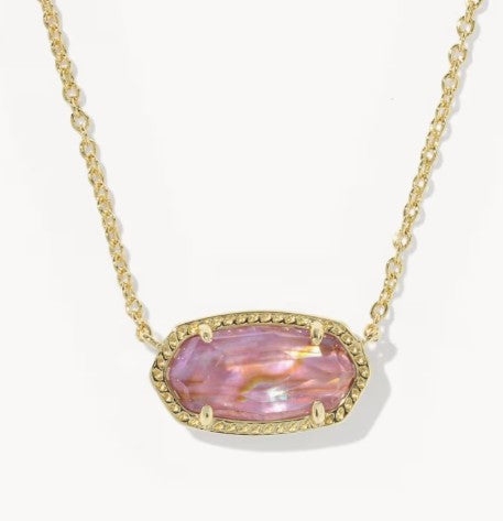 Kendra Scott Elisa Gold Pendant Necklace / Light Mauve Illusion