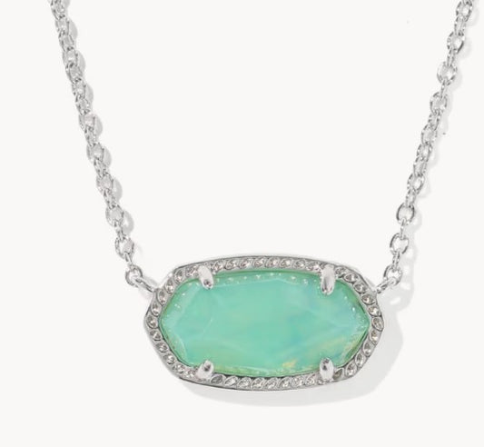 Kendra Scott Elisa Silver Pendant Necklace /    Mint Iridescent Abalone