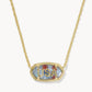 Kendra Scott Mini Elisa USA Pendant Gold Necklace /   Red White Blue