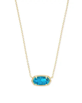 Kendra Scott Elisa Short Pendant Necklace / Gold Bronze Veined Turquoise