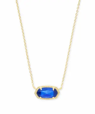 Kendra Scott Elisa Short Pendant Necklace / Gold Colbalt Cats Eye
