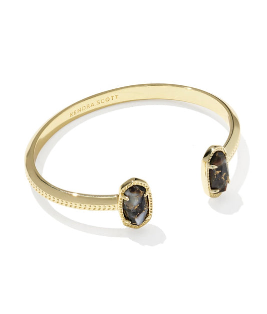 Kendra Scott Elton Cuff Bracelet Gold Bronze Veined Black / Mother of Pearl Agate