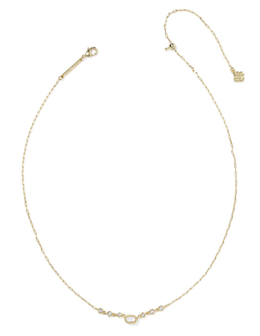 Kendra Scott Mini Elisa Tennis Short Pendant Necklace / Gold White