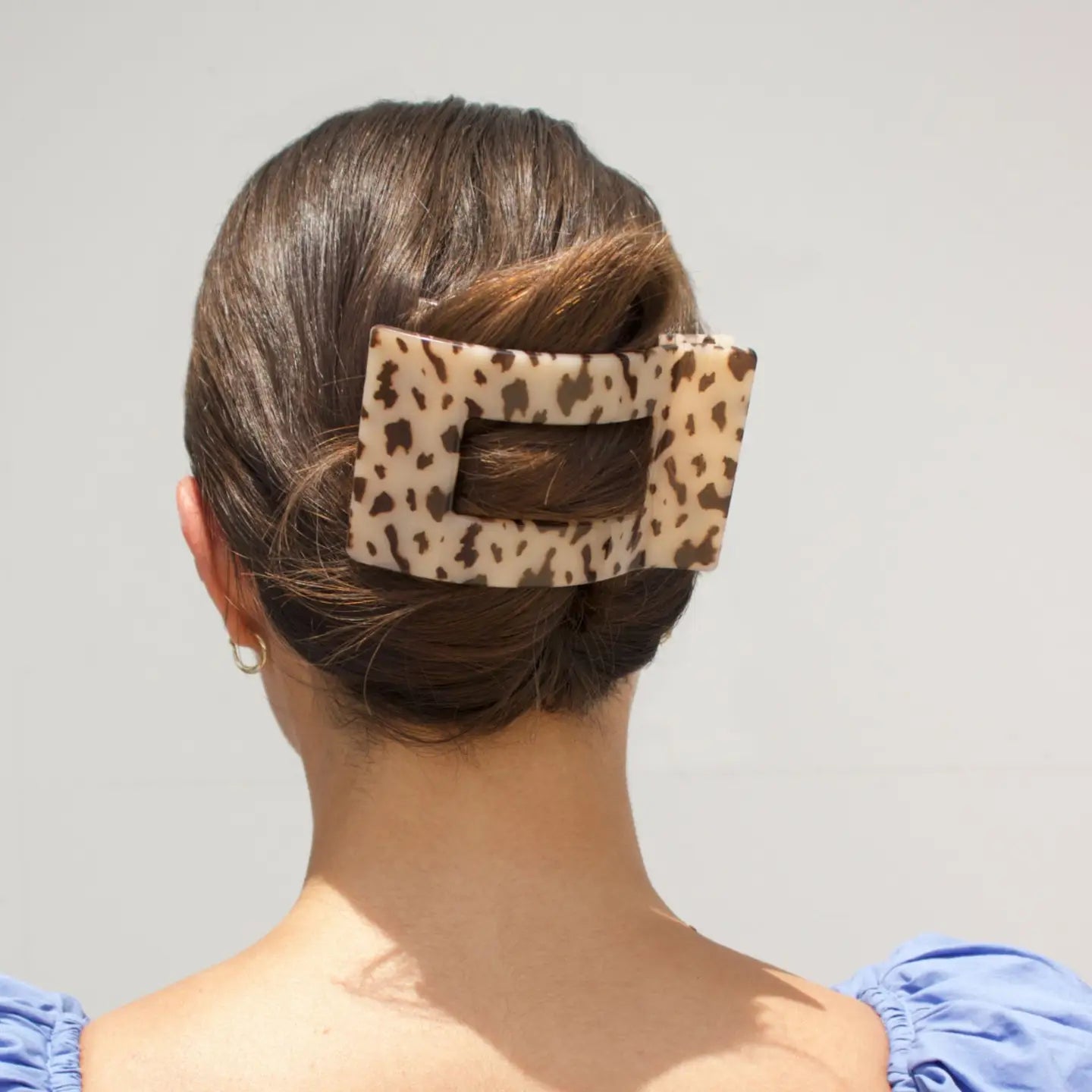 Flat Rectangle Hair Clip - Large - Blonde Tortoise