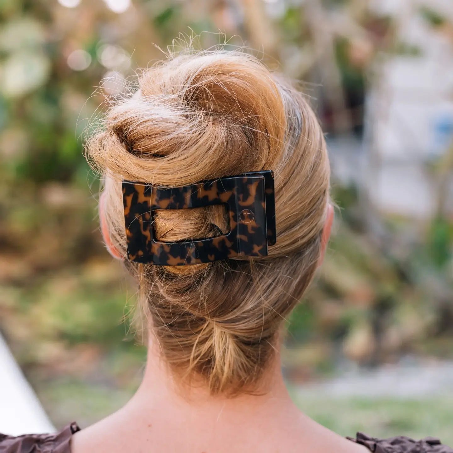 Flat Rectangle Hair Clip - Large - Tortoise
