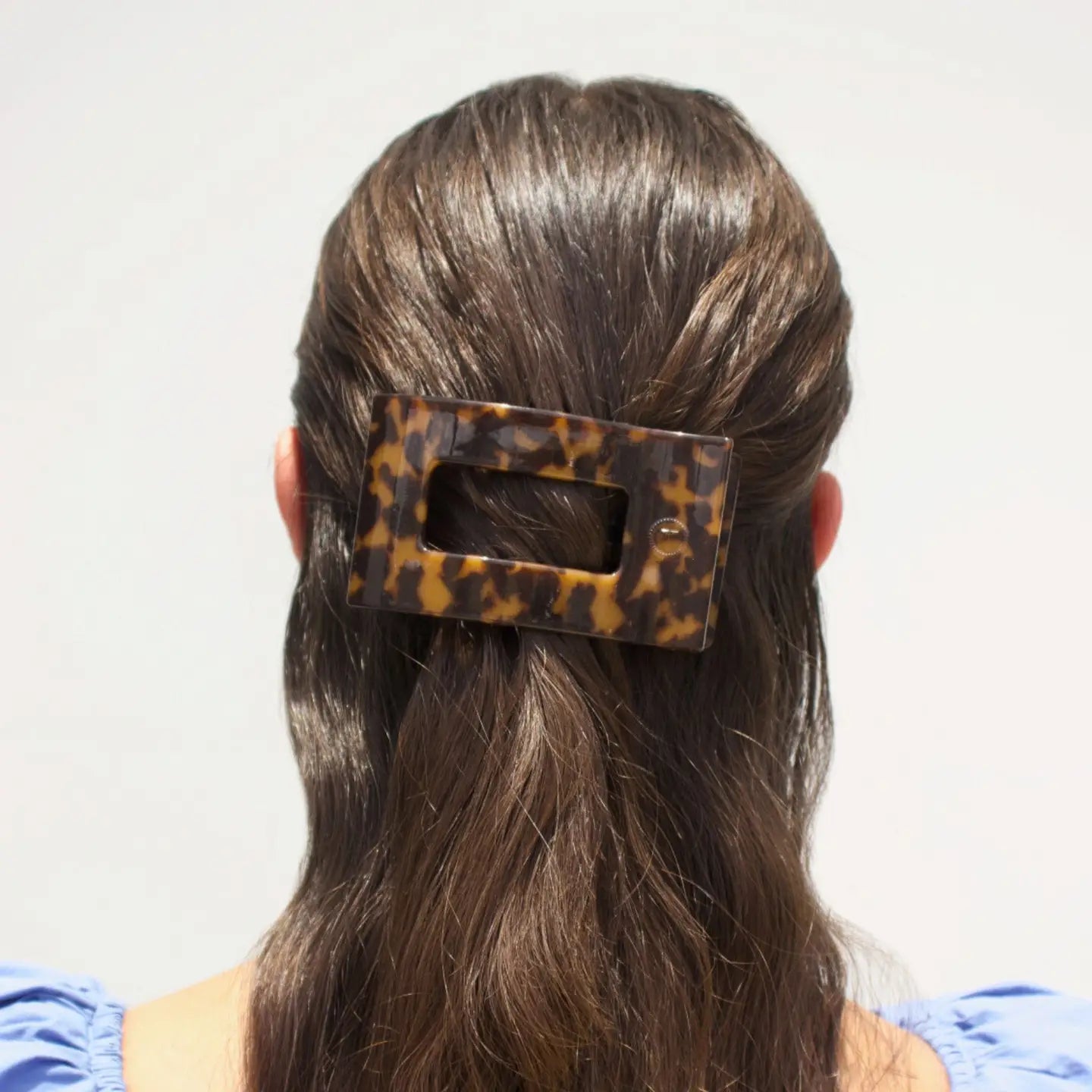 Flat Rectangle Hair Clip - Medium - Tortoise