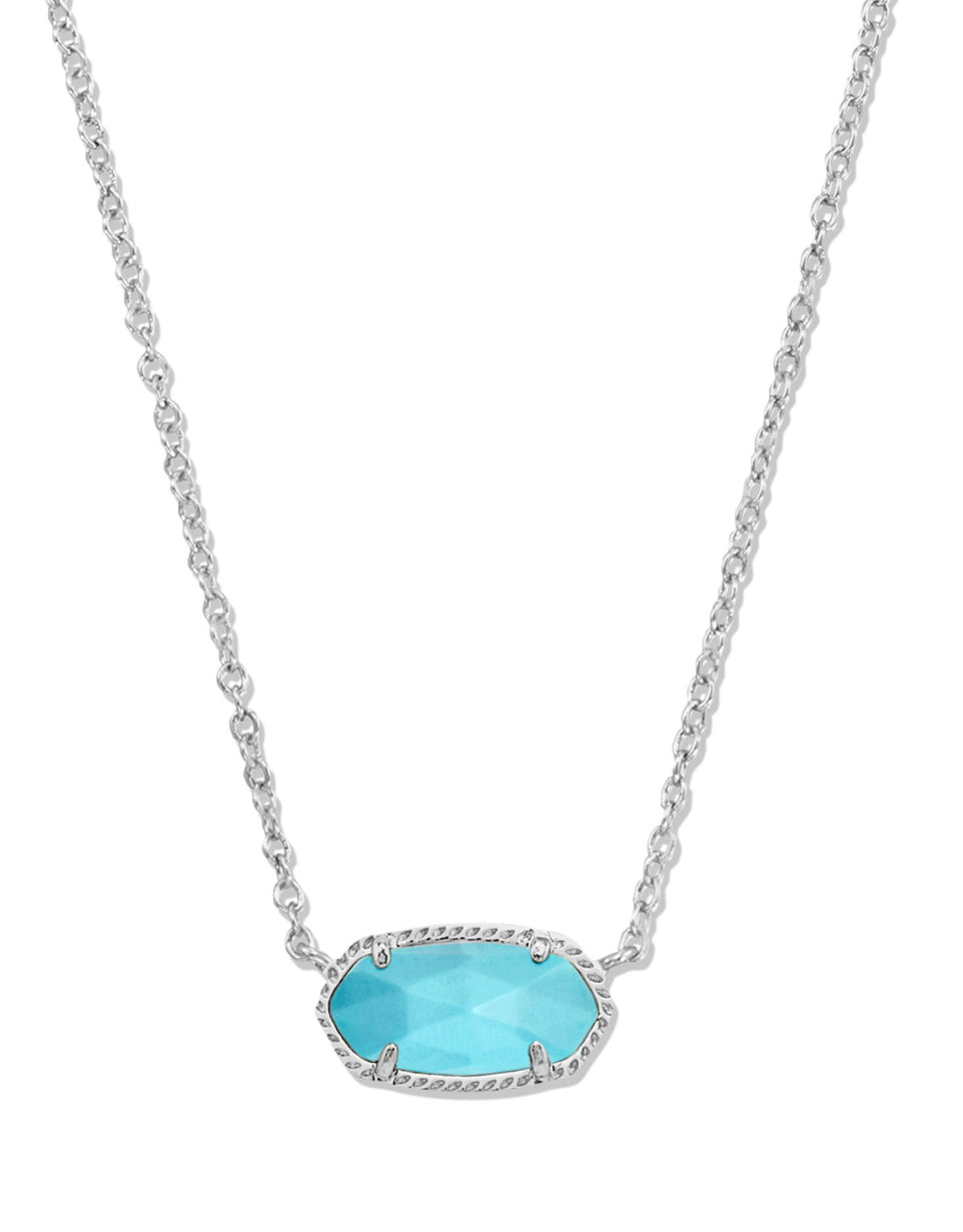 Kendra Scott Elisa Short Pendant Necklace / Silver Turquoise Magnesite