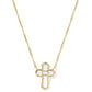 Kendra Scott Cross Medallion Short Pendant Necklace / Gold Ivory Mother of Pearl