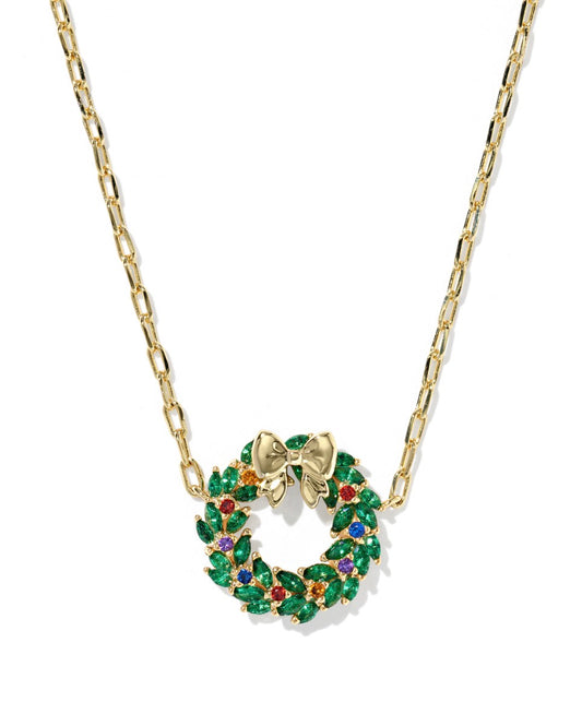 Kendra Scott Cross Wreath Short Pendant Necklace / Gold Multi