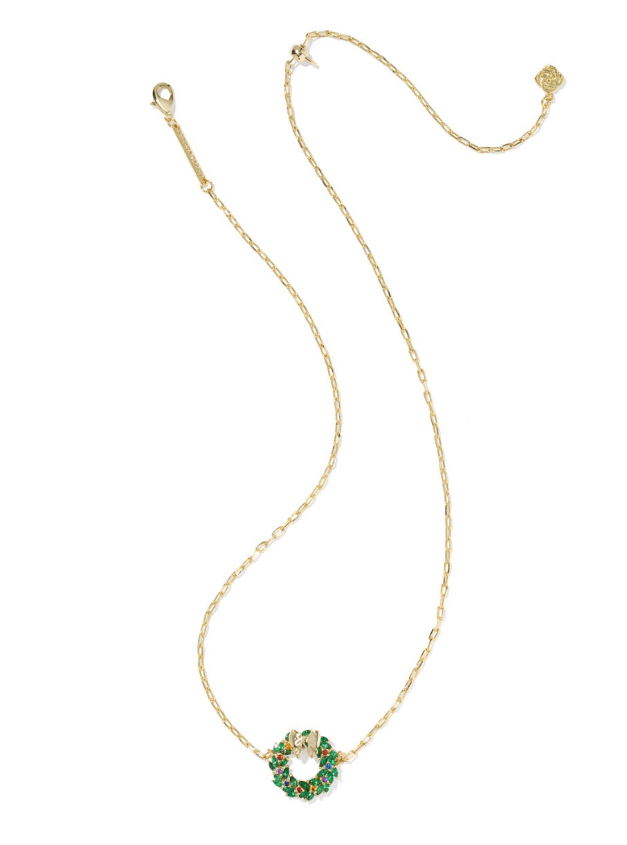 Kendra Scott Cross Wreath Short Pendant Necklace / Gold Multi