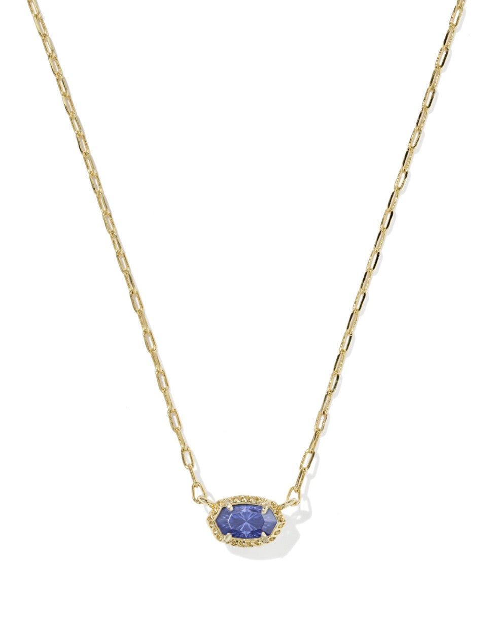 Kendra Scott Mini Elisa Luxe Short Pendant Necklace / Gold Blue Crystal