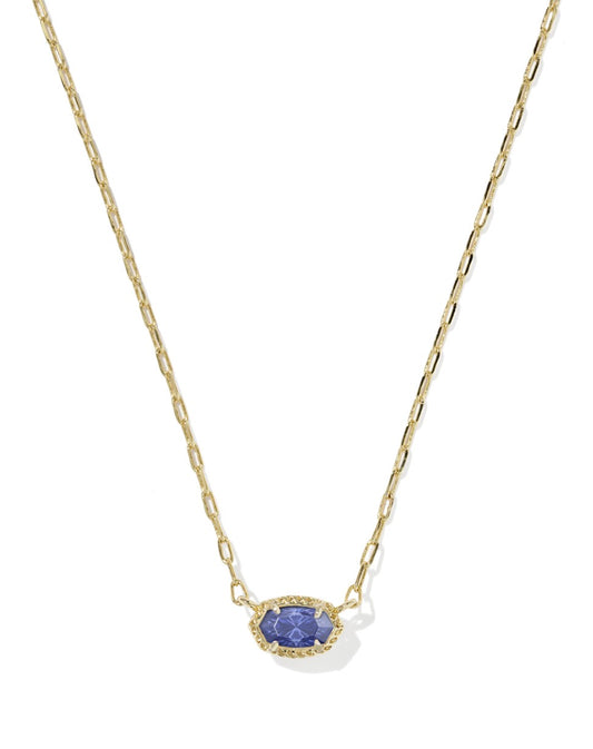 Kendra Scott Mini Elisa Luxe Short Pendant Necklace / Gold Blue Crystal