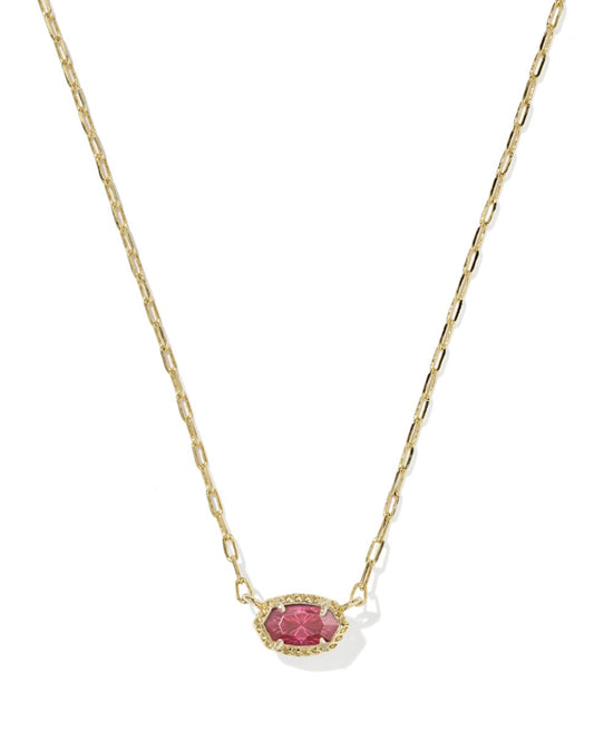 Kendra Scott Mini Elisa Luxe Short Pendant Necklace / Gold Burgundy Crystal
