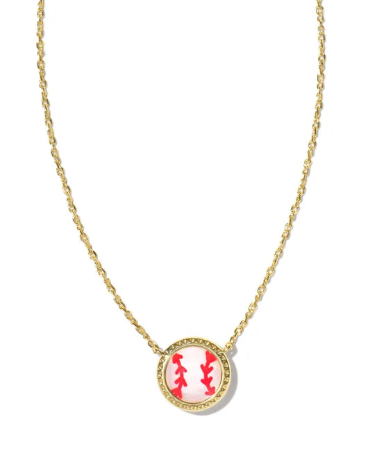 Kendra Scott Baseball Short Pendant Necklace / Gold Ivory Mother Of Pearl
