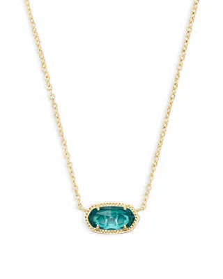 Kendra Scott Elisa Short Pendant Necklace  / Rhodium London Blue