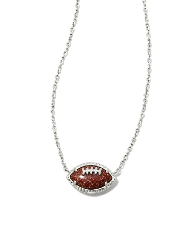 Kendra Scott Football Short Pendant Necklace / Silver Orange Goldstone