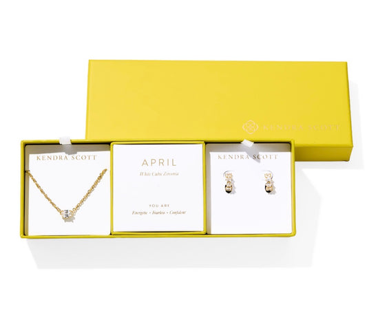 Kendra Scott Cailin Birthstone Gift Set / Gold White Cz
