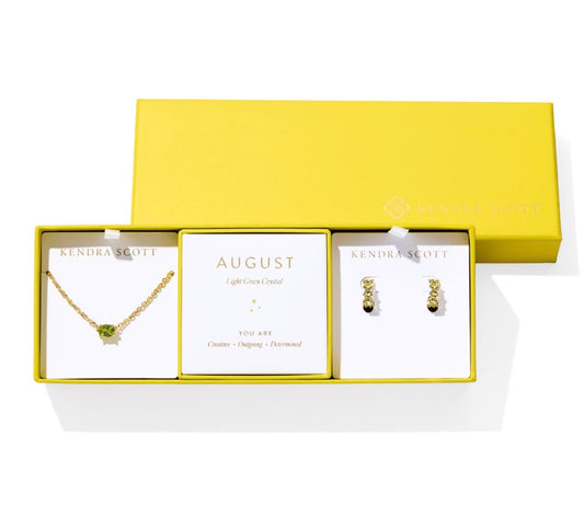 Kendra Scott Cailin Birthstone Gift Set / Gold Light Green Crystal