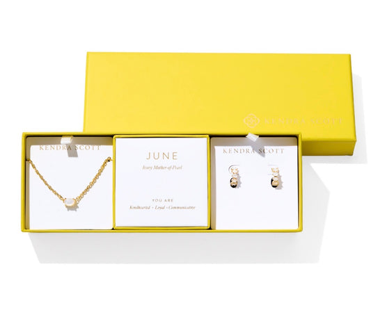 Kendra Scott Cailin Birthstone Gift Set / Gold Ivory Mother Of Pearl